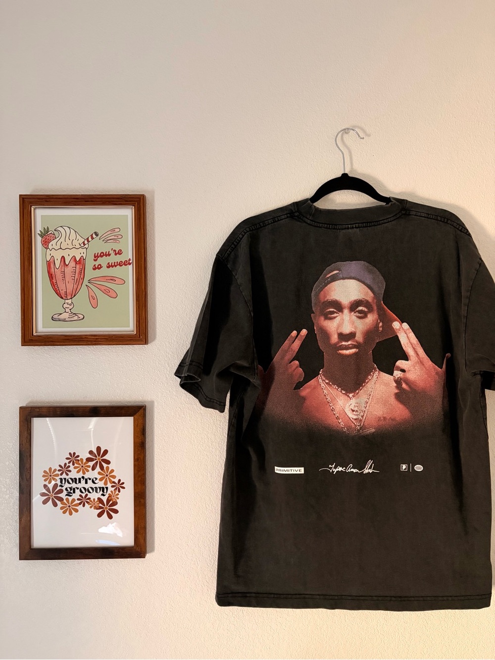 Primitive x 2Pac Tupac Shakur Black Wash Graphic Rap Tee Men’s L